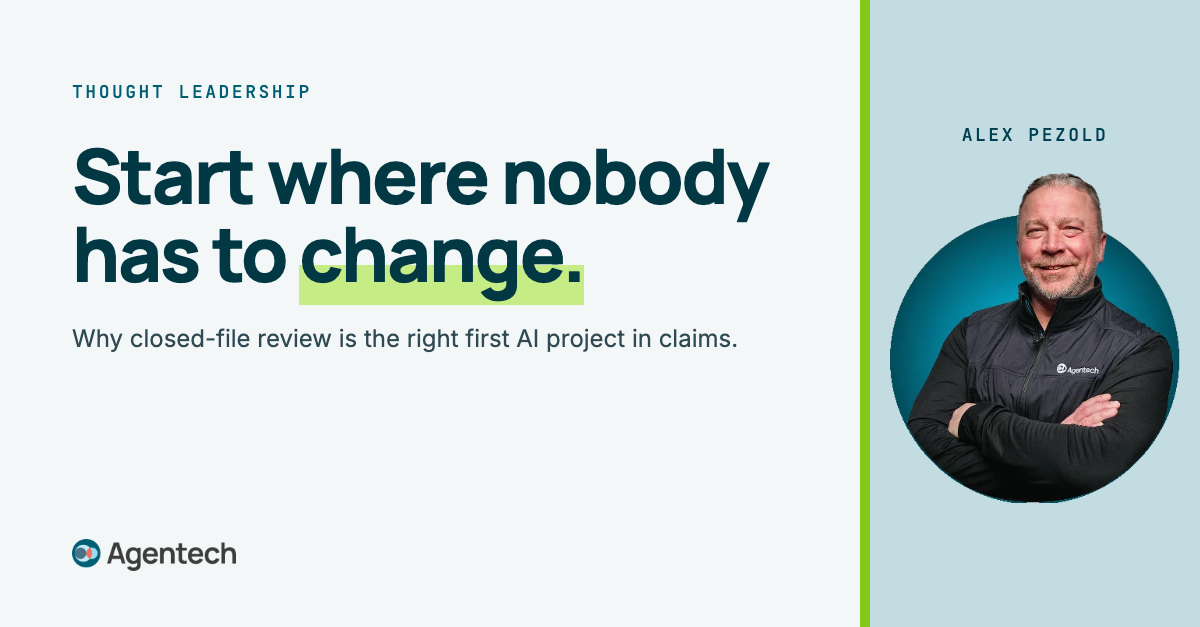 Claims adjuster reviewing a claim file on a laptop